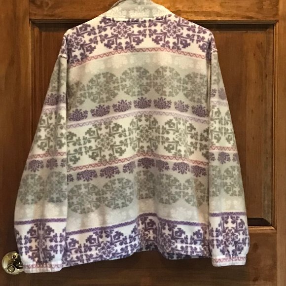 ALFRED DUNNER PETITE LARGE FLEECE ZIP JACKET, SNOWFLAKE PATTERN RHINESTONES, PL - Picture 4 of 4